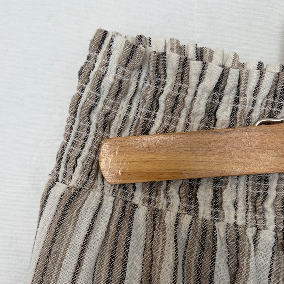 Love Tree Beige and Brown Striped Straight-Leg Pants with Pockets, Small - Picture 3 of 3